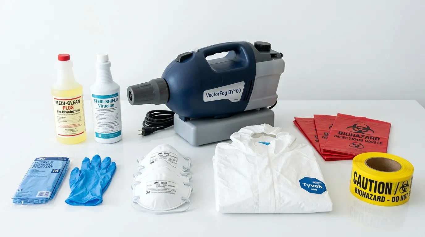 Professional biohazard remediation crew working in Robbins